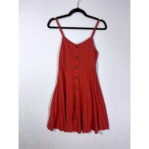 Boho Cottage Summer Old Navy Button Front Midi Dress Womens XS Terracotta Orange